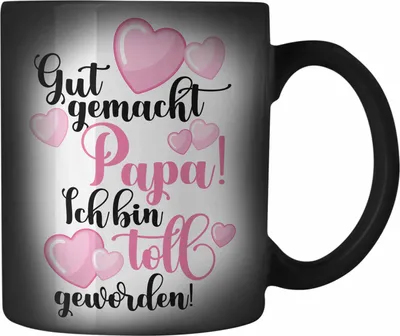 Produktbild von Trendation - Vater Geschenk Farbwechsel Zauber-Tasse Vatertag Geschenkidee Papa Geschenke von Tochter Lustige Farbwechsel Zauber-Tasse (Schwarz)