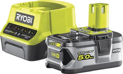 Produktbild von RYOBI Akku und Schnellladegerät RC18120-150 18V, 5Ah Akku, Lithium-Ionen, Batterie, Ladegerät