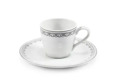 Image de Tasse à espresso avec soucoupe, 0,07 l, HyggeLine, gris, Leander, porcelaine tchèque Sans monogramme.