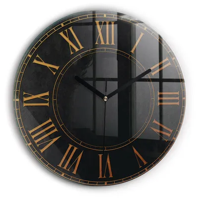 Produktbild von Wallfluent Wanduhr – Stilles Quarzuhrwerk - Uhr Dekoration Wohnzimmer Schlafzimmer Küche - schwarze Zeiger - 30 cm - Alte römische Ziffern