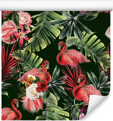 Produktbild von 10m VLIES TAPETE Rolle Blumen Rosen Knabenkraut Flamingos Exotisch XXL