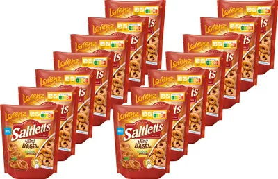 Produktbild von Lorenz Saltletts Mini Bagel 14er Pack (14x100g Packung) + usy Block