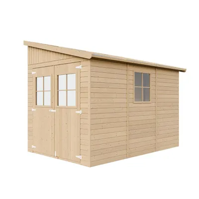 Produktbild von Holz Gartenschuppen (ohne Seitenwand) - Abstellkammer mit Fenstern - H244x211x318 cm/6 m2 Naturholz-Shiplap-Schuppen - Gartenwerkstatt - TIMBELA M339