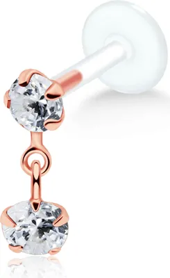 Produktbild von Ohrring Tragus Ohrpiercing 925 Sterling Silber rosévergoldet mit Zirkoniasteinen in verschiedenen Farben Stablänge - 8 mm Farbe - Transparent
