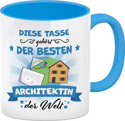 Produktbild von Beste Architektin der Welt Kaffeebecher Hellblau