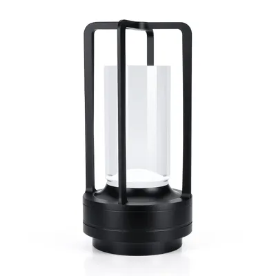 Produktbild von Kabellose LED-Tischlampe aus Glas – Metalllampe mit Touch-Steuerung – Schwarz