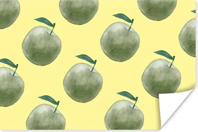 Produktbild von MuchoWow® Poster Äpfel - Grün - Muster 90x60 cm - Schlafzimmer