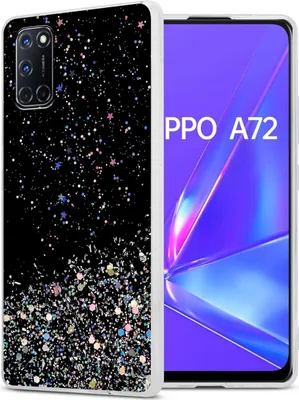 Produktbild von Cadorabo Hülle für Oppo A72 in Schwarz mit Glitter Schutzhülle aus flexiblem TPU Silikon mit funkelnden Glitter Case Cover Etui Handy Hülle