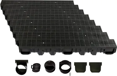 Immagine prodotto di Canale di drenaggio altezza 115 mm plastica 8 m, griglia longitudinale, nero
