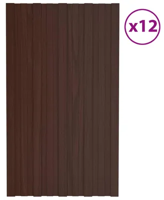 Obrázek produktu pro vidaXL Střešní panely, 12 kusů, hnědé, 80 x 45 cm, pozinkovaná ocel