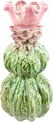 Produktbild von FURNARO Keramik Vase petaluna grün rosa Dekoobjekt 42 cm