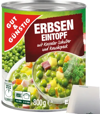 Produktbild von Gut & Günstig Erbseneintopf mit Kasseler und Rauchspeck (800g)  + usy Block