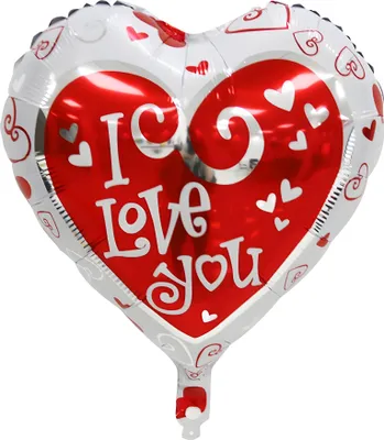 Obrázek produktu pro Folienballon Herz 45 cm, I love you weiß rot silber