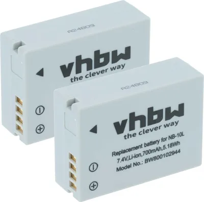 Produktbild von vhbw 2x Akku Ersatz für Canon NB-10L für Kamera (700 mAh, 7,4 V, Li-Ion)