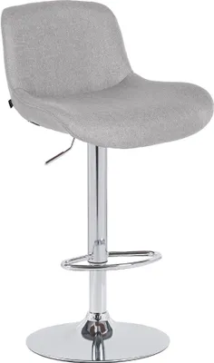 Produktbild von CLP Barhocker Solon Chrom höhenverstellbar und drehbar mit Rückenlehne hellgrau Material Stoff