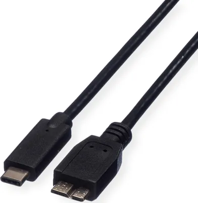 Produktbild von ROLINE USB 3.2 Gen 1 Kabel, C-Micro B, ST/ST, schwarz, 1 m