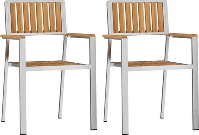 Produktbild von vidaXL Gartenstuhl 2 stk. Massives Teakholz und Edelstahl