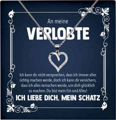 Produktbild von 22Feels Echt Silber Halskette - An Meine Verlobte - Geschenk Frauen Schmuck Set Verlobung Valentinstag Geburtstag Weihnachten - Herz Anhänger, Karte