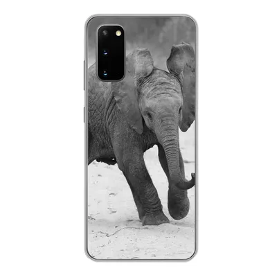 Produktbild von MuchoWow® Handyhülle Schutzhülle Hülle für Samsung Galaxy S20 Elefant - Baby - Tiere - Kröte - Schwarz und weiß Silikon Softcase Handy Hülle - Bild