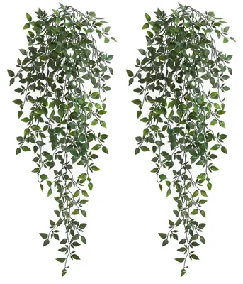 Produktbild von 2 Stück künstliche Pflanzen zum Aufhängen, grün, für Wanddekoration