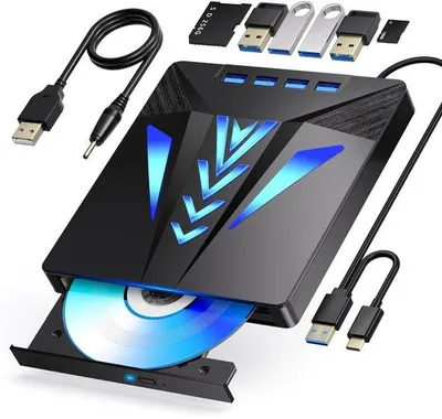 Immagine prodotto di Unità Blu-ray esterna – Lettura e scrittura BD/DVD – Portatile con USB 3.0 e Type-C – Masterizzatore DVD/CD/BD – Compatibile con Windows 7/8/10/11 e Mac OS