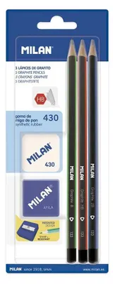 Immagine prodotto di Zestaw ołówków trójkątnych Milan z gumką i temperówką