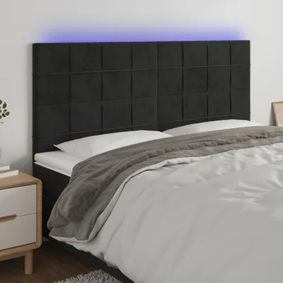 Produktbild von vidaXL LED Kopfteil Schwarz 200x5x118/128 cm Samt - LED Kopfteil - LED Kopfteile - Kopfteil - Bett-Kopfteil