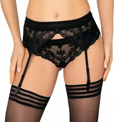 Zdjęcie produktu dla RÓŻA Lagerta Pas do pończoch CZARNY koronkowy r. L/XL