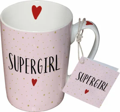 Produktbild von PPD Becher Supergirl, Henkelbecher, Kaffeetasse, Becher, Tasse, New Bone China, Rosa, 250 ml, 551301