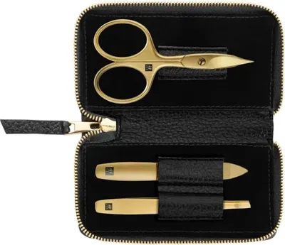 Produktbild von ZWILLING Maniküre Pediküre Set 3tlg. mit Kombi-Nagelschere, Leder, schwarz