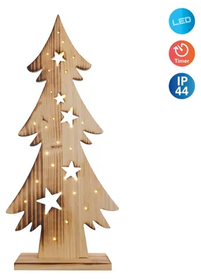 Zdjęcie produktu dla Lampki choinkowe zewnętrzne LED Dekoracja świąteczna zewnętrzna z drewna z timerem 5304227