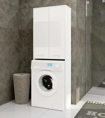 Immagine prodotto di Mobile bagno alto sopra lavatrice MERALYA - bianco / bianco lucido