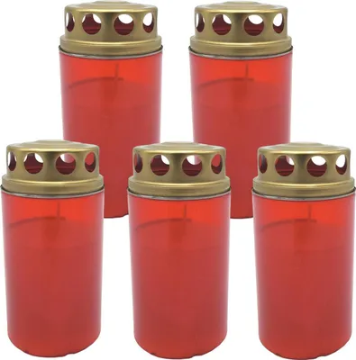 Produktbild von 5x Grabkerze rot Grablicht Gedenkkerze Trauerkerze 3-Tagebrenner Grableuchte