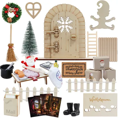 Wichteltür-Set 46-teilig, Weihnachts-Zubehör, Miniaturaccessoires