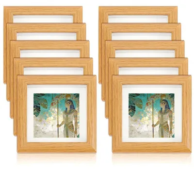 10er Set Holz-Schattenrahmen, quadratisch, 12x12 cm, Tisch & Wand