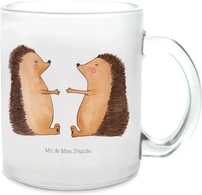 Produktbild von Mr. & Mrs. Panda Teetasse Glas Igel Liebe - Transparent - Geschenk, Verheiratet, Pott, Haferl, Trinkglas, Verliebt, Freundin, Tee Tasse