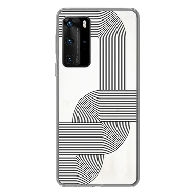 Produktbild von MuchoWow® Handyhülle Schutzhülle Hülle für Huawei P40 Pro Kunst - Schwarz - Weiß - Linie Silikon Softcase Handy Hülle - Schutz