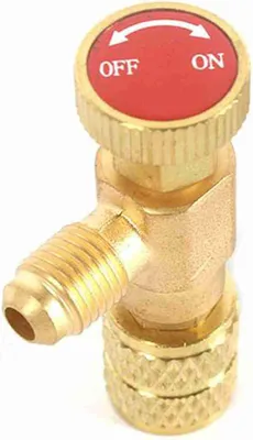 Obrázek produktu pro Plnicí ventil chladiva R410A 1/4 palce - 5/16 palce Měděné regulační ventily průtoku Měděný a fluorový bezpečnostní ventil
