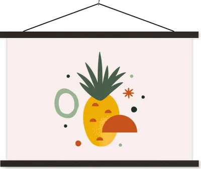 Produktbild von MuchoWow® Textilposter Ananas - Tropisch - Obst 90x60 cm mit schwarzem Rahmen - Aufhängungssatz