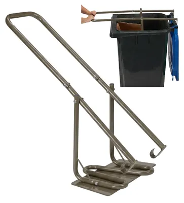 Imagen del producto de Compactador de residuos Relaxdays para contenedores de basura, compactador de residuos con placa de metal, para residuos domésticos, residuos generales, plástico, funcionamiento manual, acero, color marrón