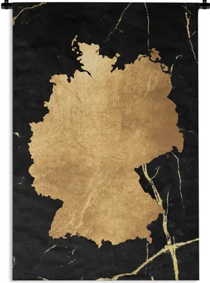 Produktbild von MuchoWow® Wandteppich Wandbehang Karte - Deutschland - Gold 60x90 cm Tapisserie Dekoration Wandtuch - Foto-Teppich - Abwaschbar