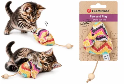 Zdjęcie produktu dla Flamingo – zabawka dla kota, myszka Klora, wielokolorowa, wymiary: 8,5 x 4 x 20 cm