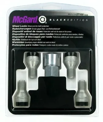 Imagen del producto de Conjunto de antirrobos para llantas MCGARD Black Edition, 60 unidades, rosca M12, boca SW21, longitud 18 mm