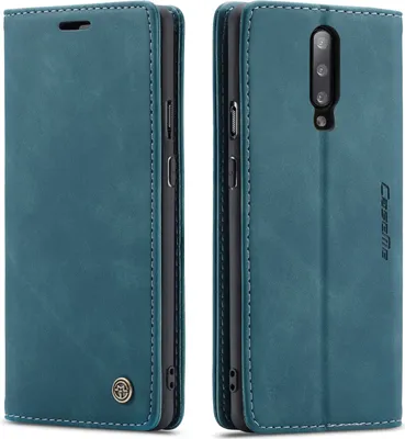 Immagine prodotto di Custodia OnePlus 7 Pro, Custodia retrò in Finto cuoio, tasche per carte, chiusura magnetica, custodia con funzione stand per OnePlus 7 Pro Blu