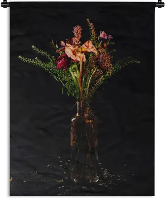 Produktbild von MuchoWow® Wandteppich Wandbehang Stilleben - Blumen - Vase 90x120 cm Tapisserie Dekoration Wandtuch - Wanddeko