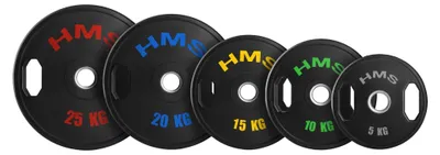 Productafbeelding van Olympische gewichtsschijven, met rubberen coating, 2 stuks van 5 kg