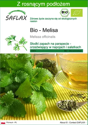 Zdjęcie produktu dla SAFLAX - Bio - Melisa - 1000 Nasiona - Z podłożem uprawowym wolnym od zarazków - Melissa officinalis