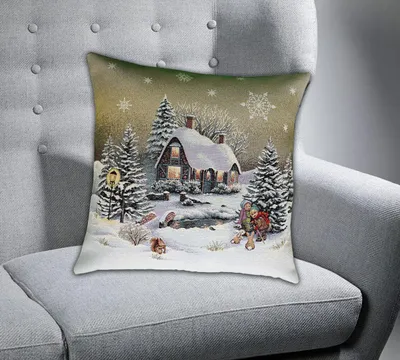 Produktbild von Kissenhülle 45 x 45 cm mit Gobelin-Stickerei Winterdorf 45 x 45 cm Kissenhülle