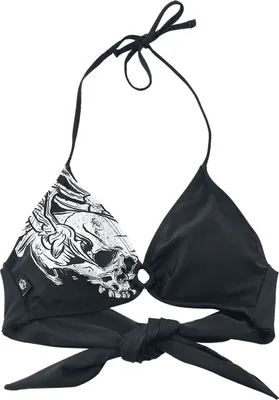 Produktbild von Rock Rebel by EMP Damen schwarzes Triangel Bikini Oberteil mit Totenkopf-Print XXL