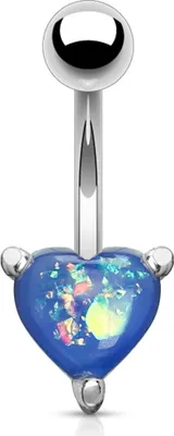 Produktbild von Bauchnabelpiercing Herz Heart Opal Glitzer Zirkonia Kristall Autiga® silber-blau